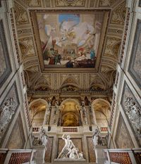 A beautifully painted ceiling inside the Wonder Cabinet